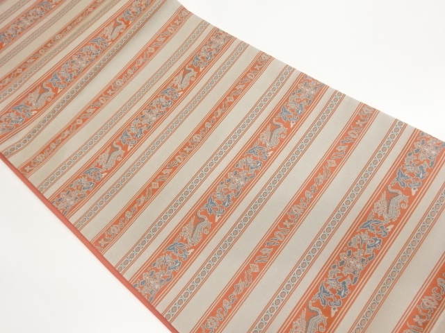 JAPANESE FUKURO OBI / CHIKUZEN HAKATA / WOVEN ABSTRACT FLOWER